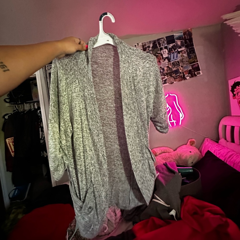 Gray Marled Cardigan